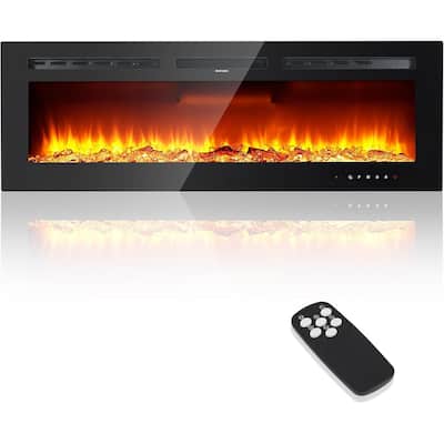 1500W/750W 60"" Electric Fireplace Heater, Dual Power with Thermostat