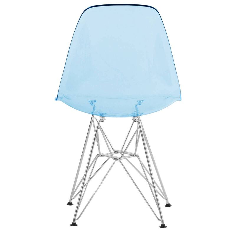 Cresco Ergonomic Modern Shell Seat Dining Chair with Chrome Eiffel Base and Curved Back Accent Side Chair (Set of 4)