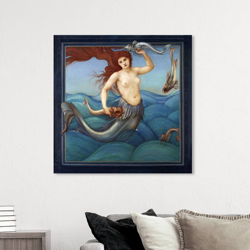 Wynwood Studio Canvas Fantasy and Sci-Fi A Sea Nymph by Sir Edward Burne Jones Blue and Teal Traditional Wall Art Canvas Print - 40 x 40