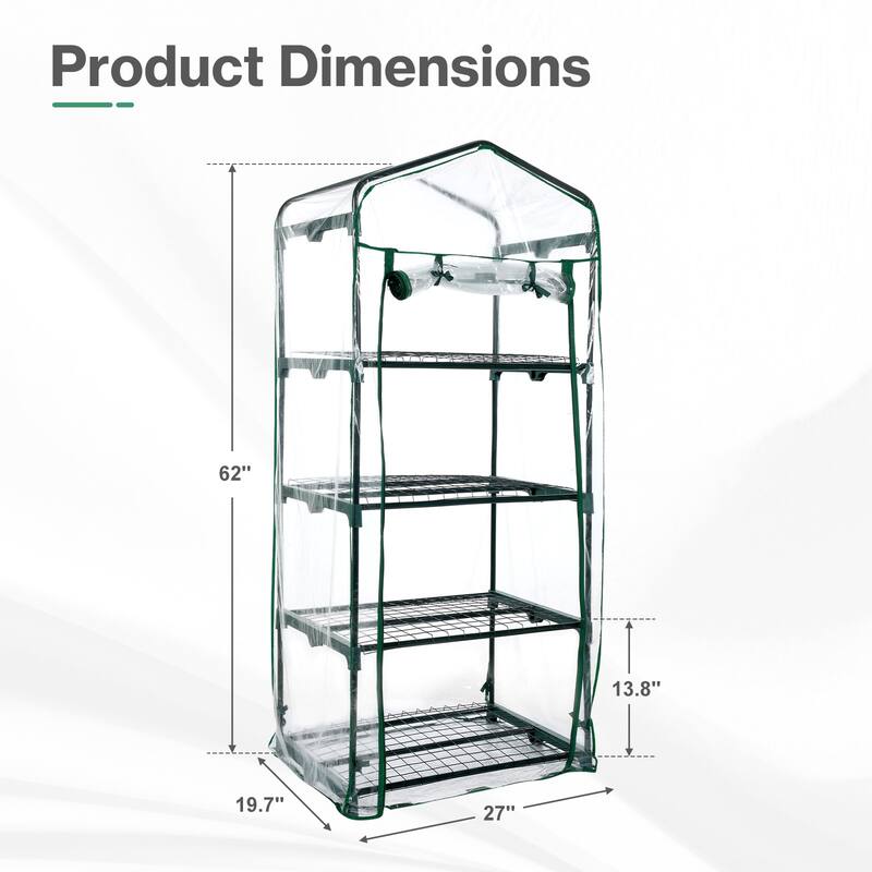 Aoodor 4 Tier Mini Greenhouse, 27x19x63 Inch