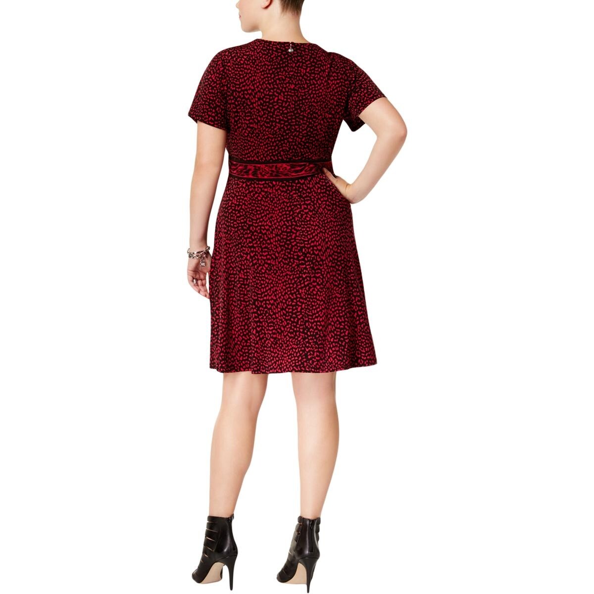 michael kors red leopard dress
