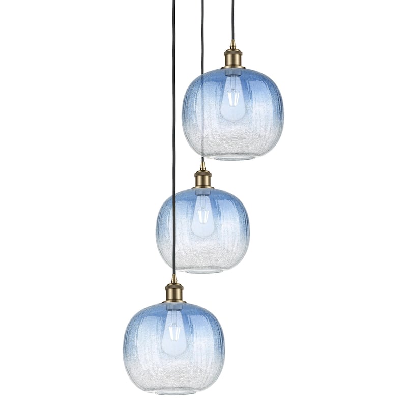 Innovations Lighting 113B-3P-37-17 Brookhaven Sphere Pendant - Antique Brass / Sapphire Blue