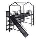 preview thumbnail 9 of 10, House Metal Twin Size Loft Bed with Shelves and Slide