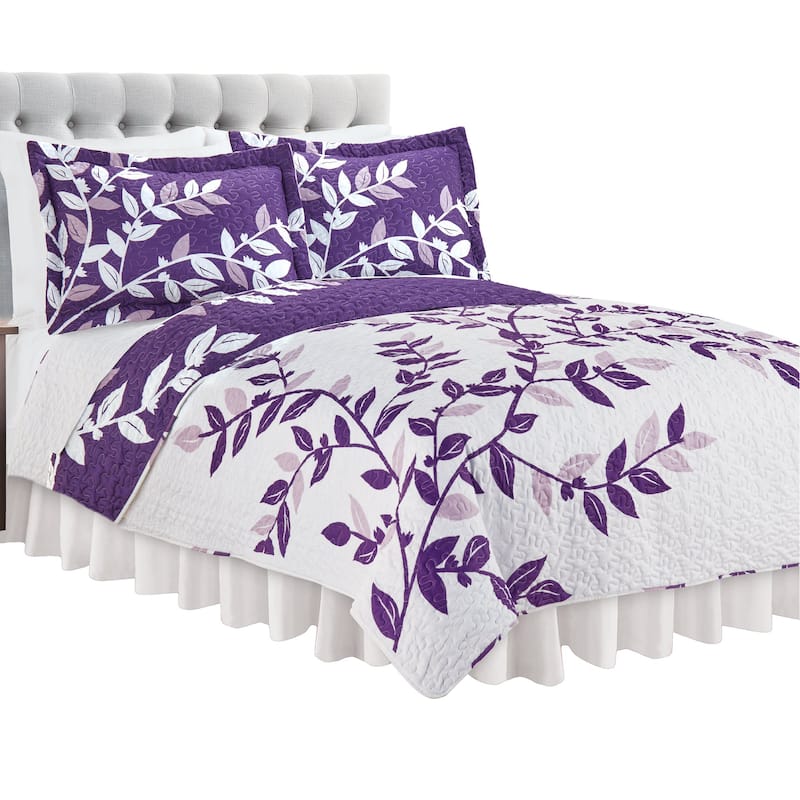 Unique Reversible Tonal Branches and Leaves Quilt