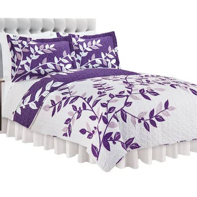 Unique Reversible Tonal Branches and Leaves Quilt