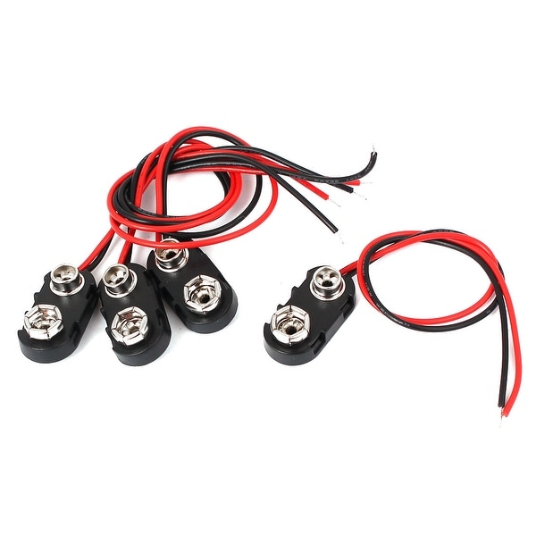 9 Volt Black Battery Buckle Clip Holder I Type Connector Lead Wire Cord 4 Pcs