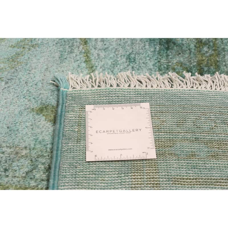 ECARPETGALLERY Hand-knotted Vibrance Cyan Wool Rug - 7'9 x 10'1