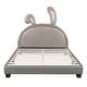 preview thumbnail 40 of 43, Modern Upholstered Leather Platform Bed, with Rabbit Ornament and Leather Headboard