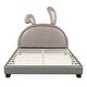 preview thumbnail 29 of 28, Full Size Upholstered Leather Platform Bed wRabbit-shaped Headboard