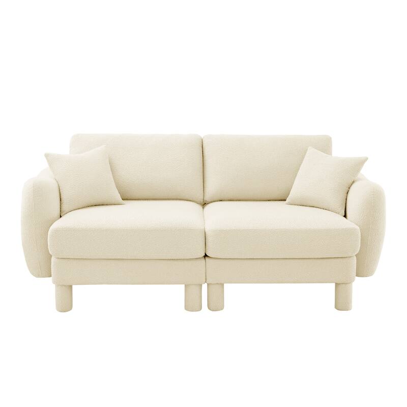 Distinctive Sofa Couch with Shell-Shaped Armrests, 2-seater Loveseat Couch Sofa Couch with Wood Frame