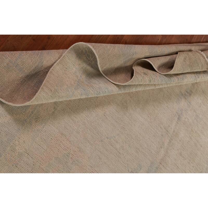 Hand Knotted Oriental 100% Wool Carpet Transitional All-Over Beige & Ivories Oushak Area Rug - 11' 8'' X 8' 11''