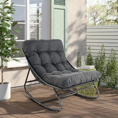 Indoor &Outdoor Oversized Rocking Chair, Comfy Reading Chairs Set with Padded Cushion for Movie Watching, Leisure,Relaxing