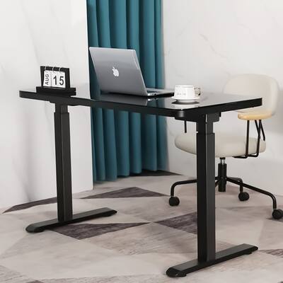 Modern Glass Standing Desk with Wireless Charging 50KG Capacity Adjustable Height and Multiple Charging Ports