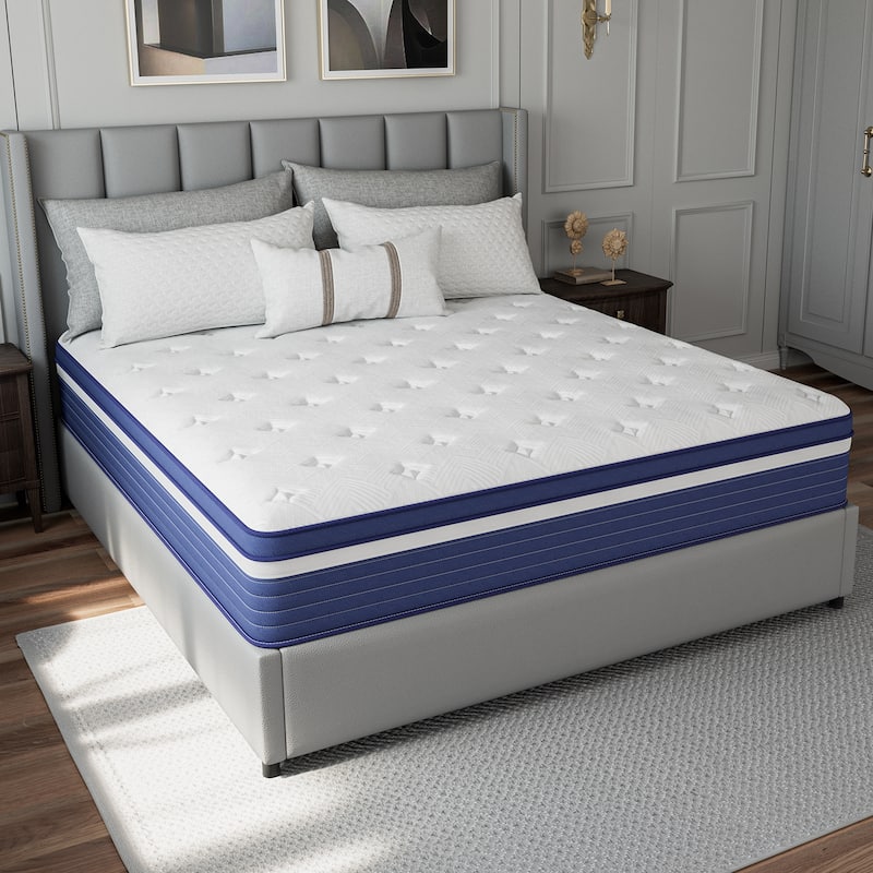 IFLUOUS 10in. Innerspring Hybrid Cooling and Breathable Medium Firm Mattress with CertiPUR-US, SGS and OEKO-TEX Certified