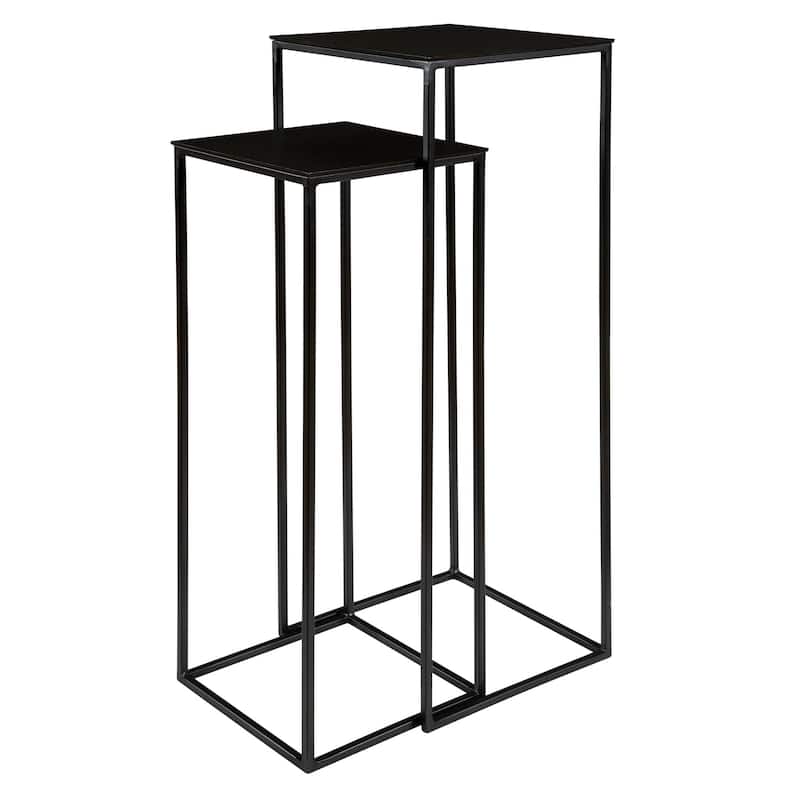 Set of 2 Black Square Nesting Pedestal Tables 40"