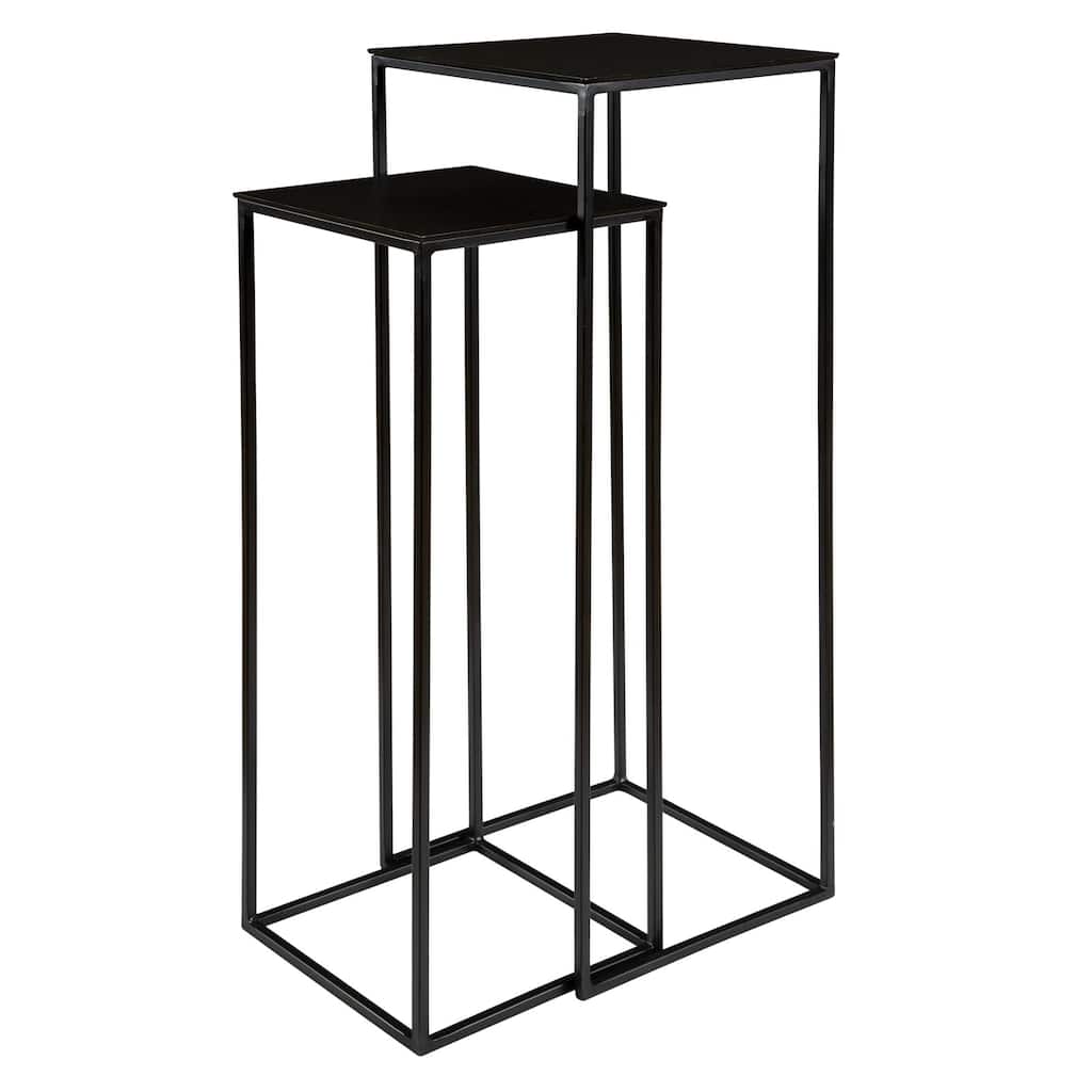 Set of 2 Black Square Nesting Pedestal Tables 40"