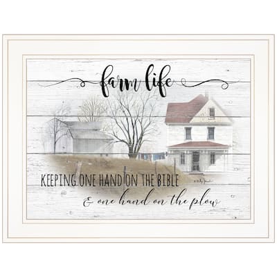 "Farm Life" By Billy Jacobs, Ready to Hang Framed Print, White Frame