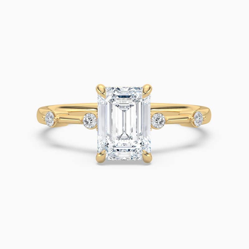 Auriya 14k Gold Petite Diamond Station Emerald Lab Grown Hidden Halo Engagement Ring 1.00 to 5.00 ct. tw.(F-G, VS) - 8 - 3.00 carats - Yellow