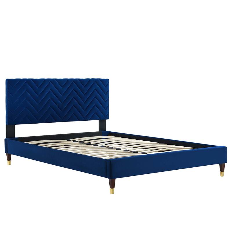 Leah Chevron Tufted Performance Velvet Twin Platform Bed