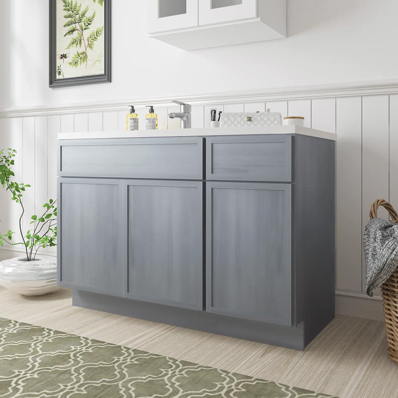 Vanity Art 51" Birch Freestanding Bathroom Vanity Cabinet without Top