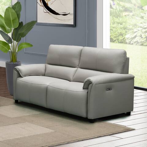 Abbyson Lily Leather Power Reclining Loveseat with USB Ports
