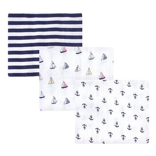 Hudson Baby Infant Boy Cotton Muslin Swaddle Blankets, Sailboat, One Size - Sailboat - 3-Pack