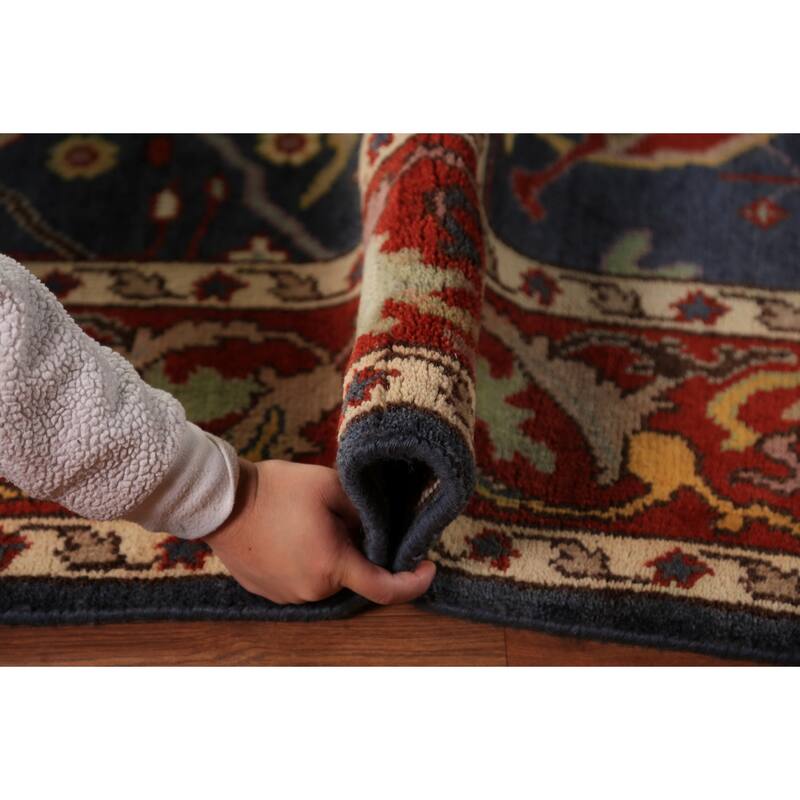 Navy Blue Oushak Indian Area Rug Handmade Wool Carpet - 8'0"x 9'8"