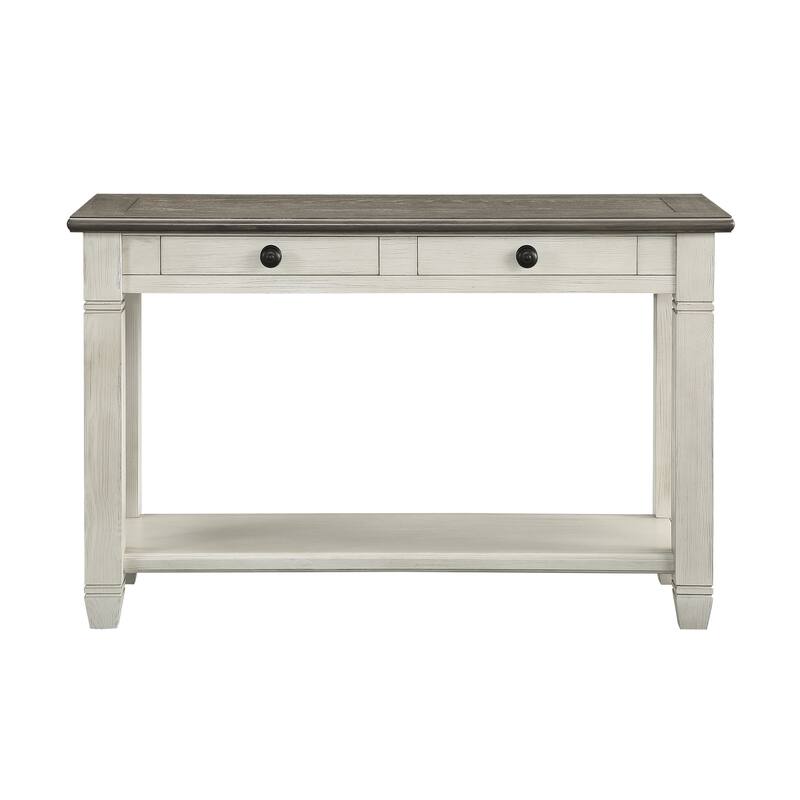 Rosy and Antique Finish 1pc Sofa Table with 2 Drawers Bottom Shelf Wooden Living Room Furniture
