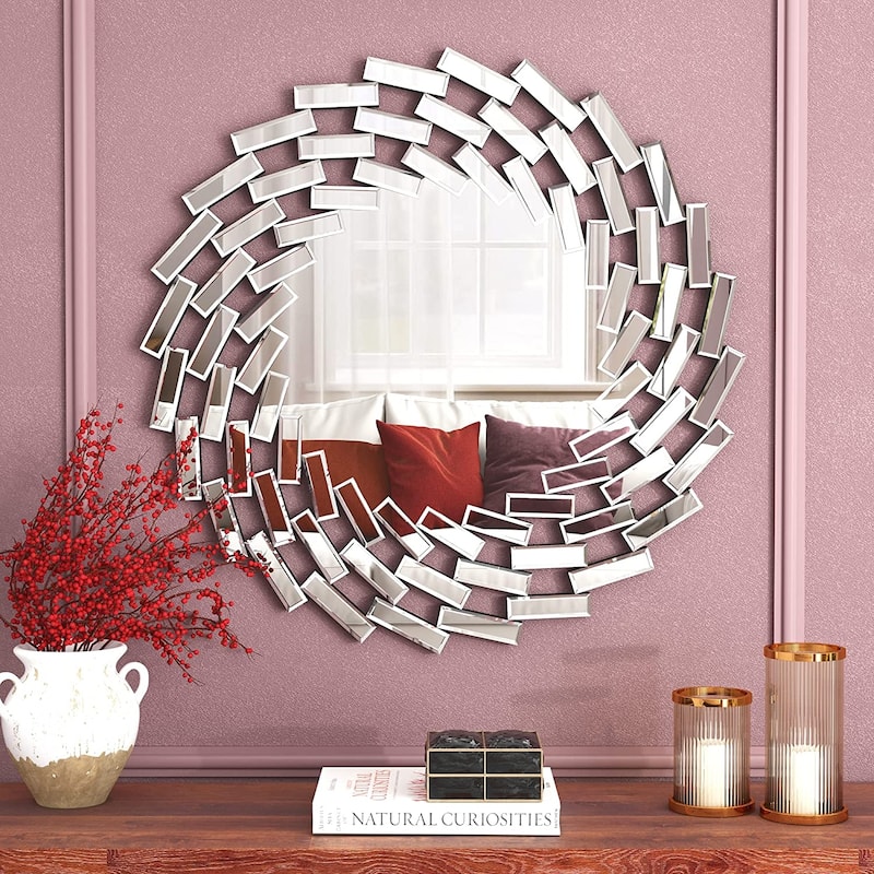 Sunburst Shape Wall Mirror Round Accent Mirror - 32"x32"