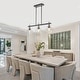 preview thumbnail 3 of 12, 3 Light Black Linear Kitchen Pendant Light Clear Seeded Glass Shades - W 33-in