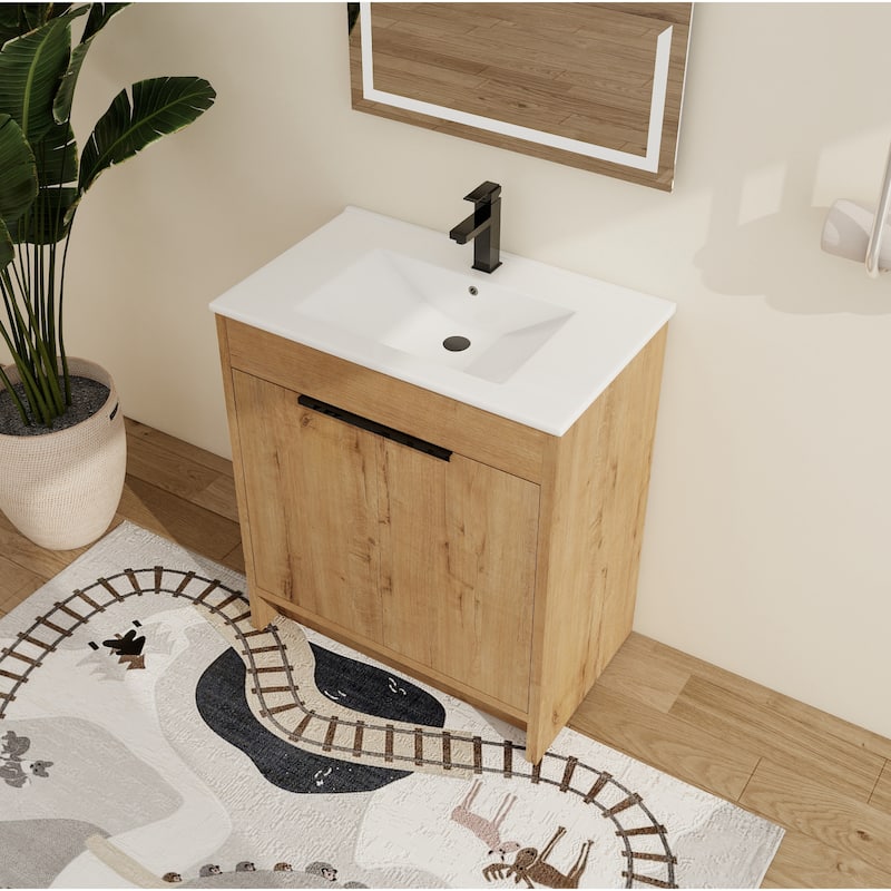 Malwee 24"/30"/36" FreeStanding Bathroom Vanity, Floor Stand Bathroom Vanity with Sink,Soft Close Door and Adjustable shelf
