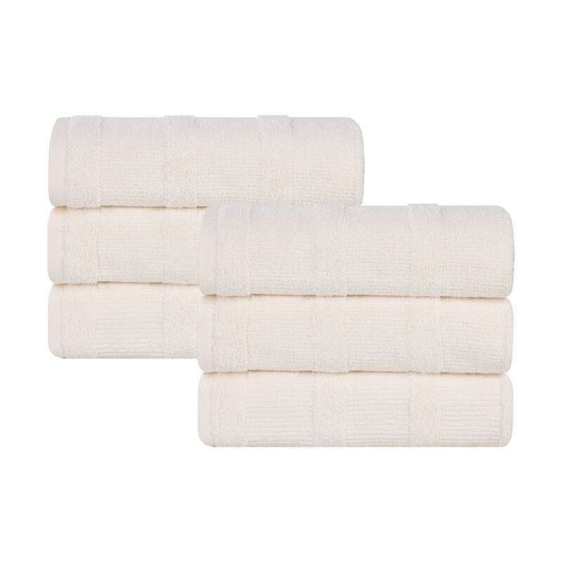 Superior Roma Cotton Ribbed Soft Highly Absorbent Hand Towel Set of 6