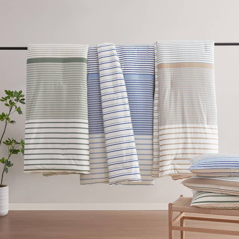 Eddie Bauer Cooper Stripe Cotton Reversible Comforter Set