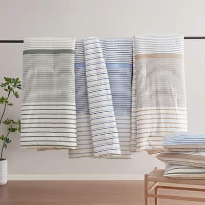 Eddie Bauer Cooper Stripe Cotton Reversible Duvet Cover Set