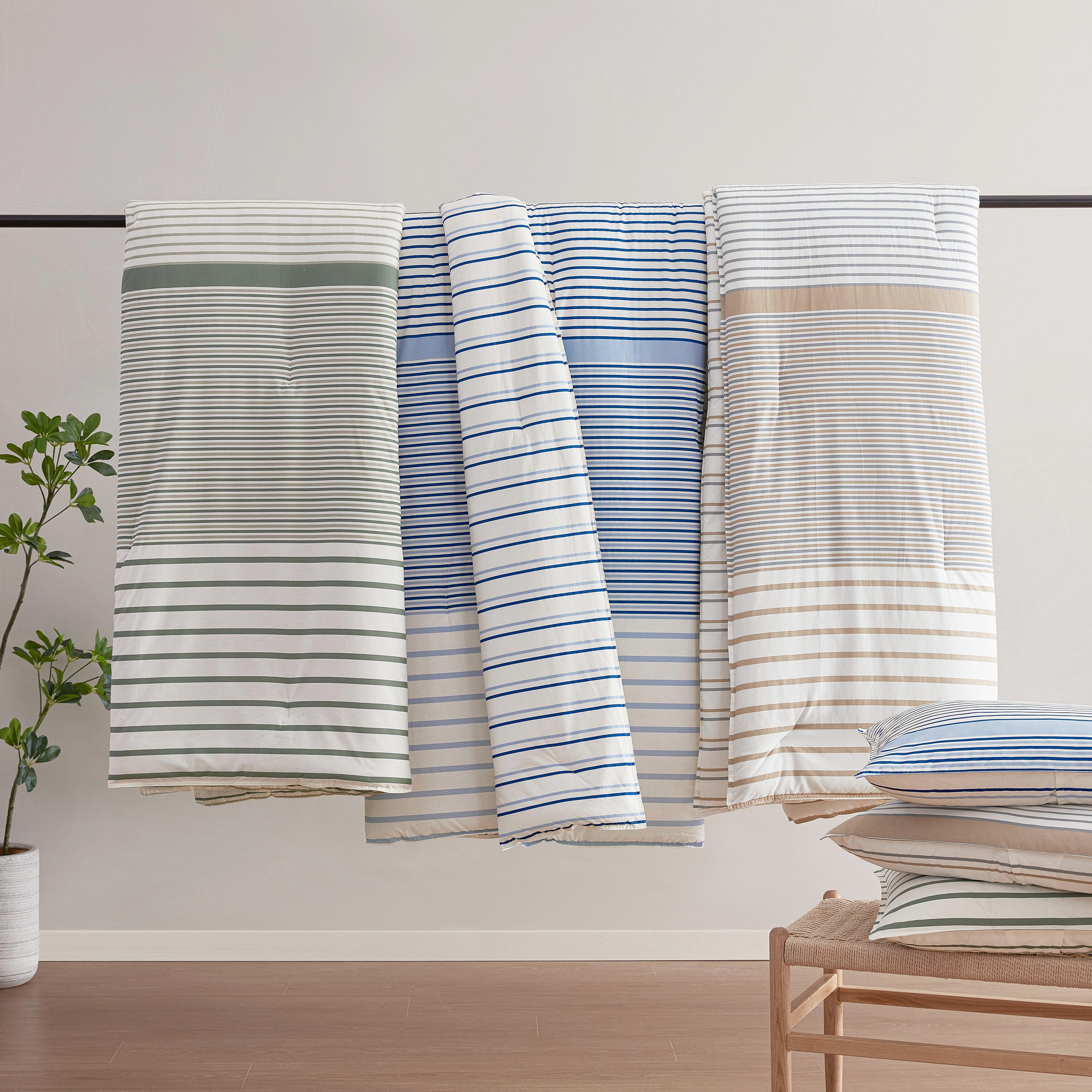 Eddie Bauer Cooper Stripe Cotton Reversible Duvet Cover Set