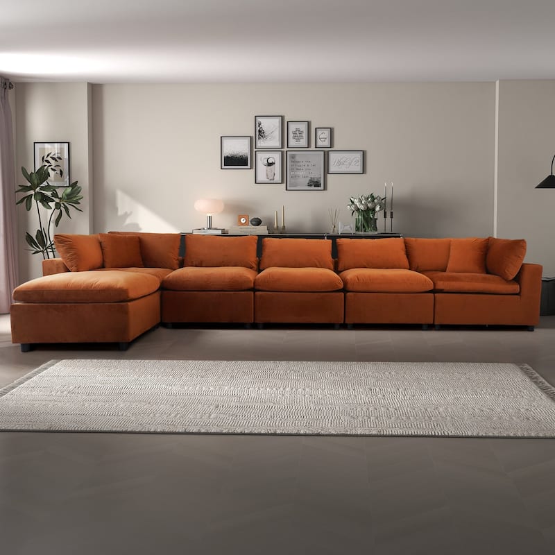 GDFStudio - Hayward Velvet 6-Seater Modular Sectional Sofa
