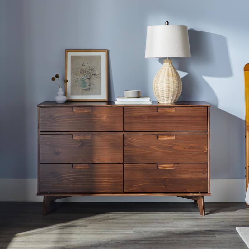 Middlebrook Gammelstaden Mid-Century Solid Wood 6-Drawer Dresser - Walnut