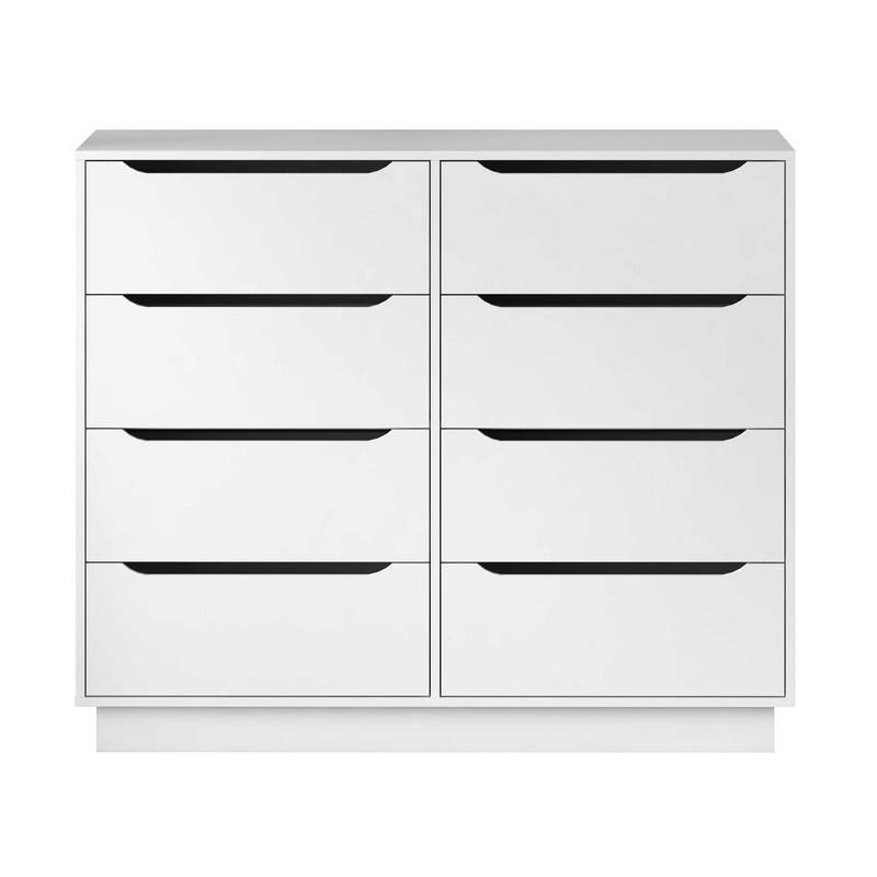 White 8-Drawer Wooden Dresser for Bedroom, 47.2''W Long Chest of Drawers
