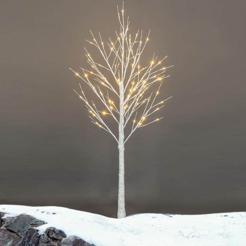 Pre Lit White Birch Tree Christmas Holiday Party Decorations Starlit Tree for Indoor Outdoor Use