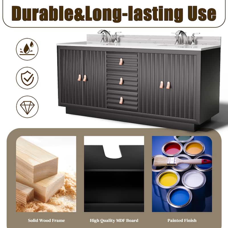 72-Inch Solid Wood Double Vanity with Sinks – Modern Style and Generous Storage