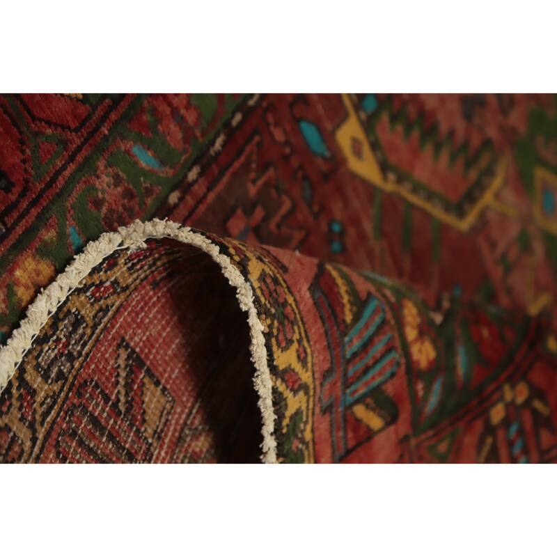 Hand Knotted Oriental 100% Wool Carpet Traditional Geometric Oranges & Rust Heriz Area Rug - 7' 4'' X 3' 7''