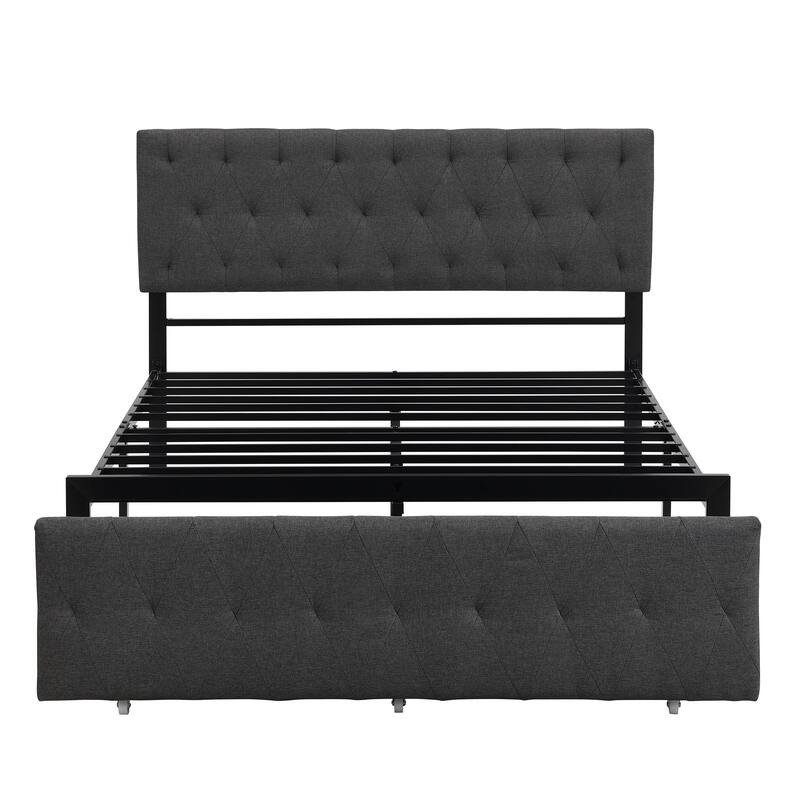 Storage Bed Metal Platform Bed with a Big Drawer