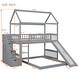 preview thumbnail 5 of 18, Playhouse Design Twin Over Twin Bunk House Bed with Two Drawers and Slide