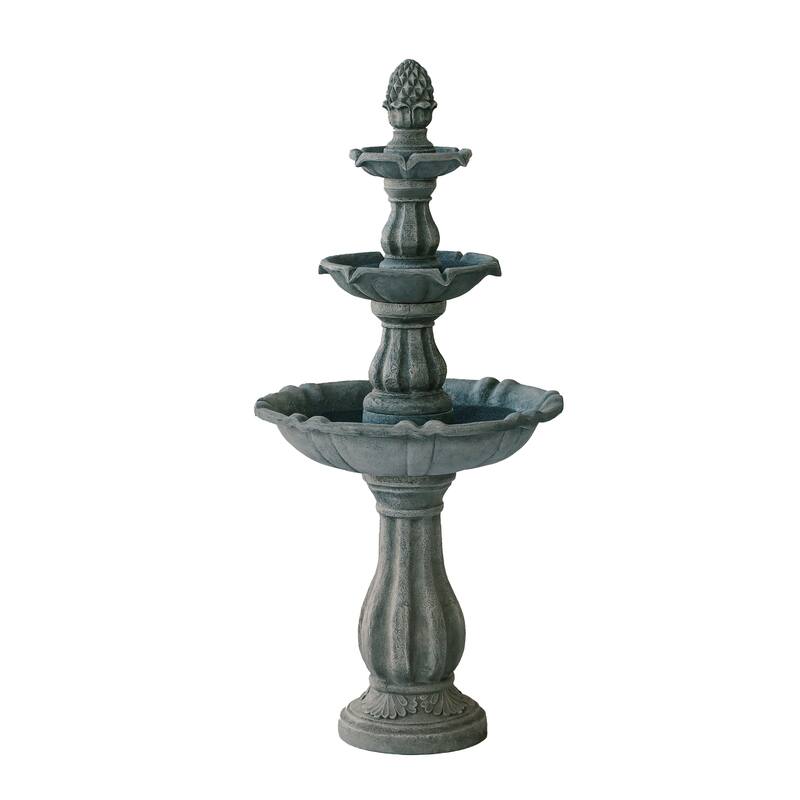 XBrand 51"H Fiber Resin Grey 3-Tier Freestanding Waterfall Fountain