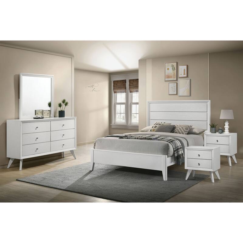 Furniture of America Kawi Modern 5-Piece White Wood Panel Bedroom Set - Queen