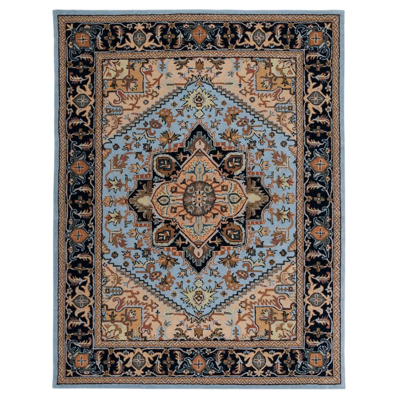 SAFAVIEH Handmade Heritage Carrol Traditional Oriental Wool Rug - 8' x 10' - Blue/Light Brown - Rectangle