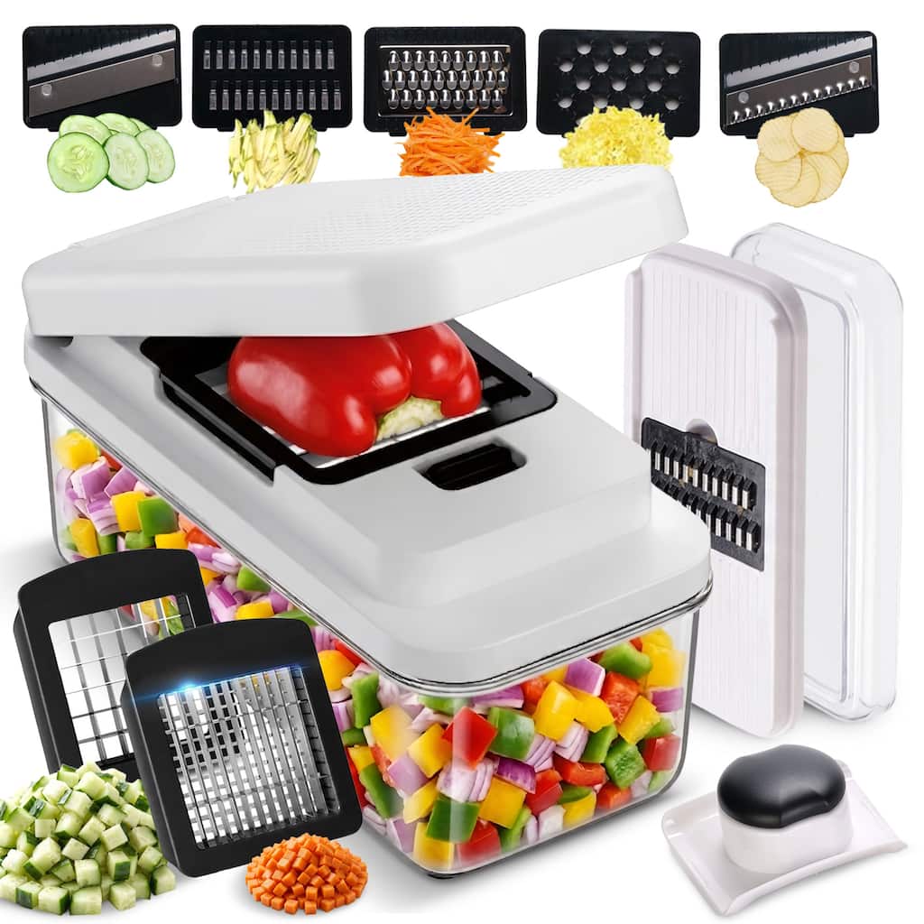 Cheer Collection Vegetable Slicer Chopper With 7 Blades And Container - 7 Blade