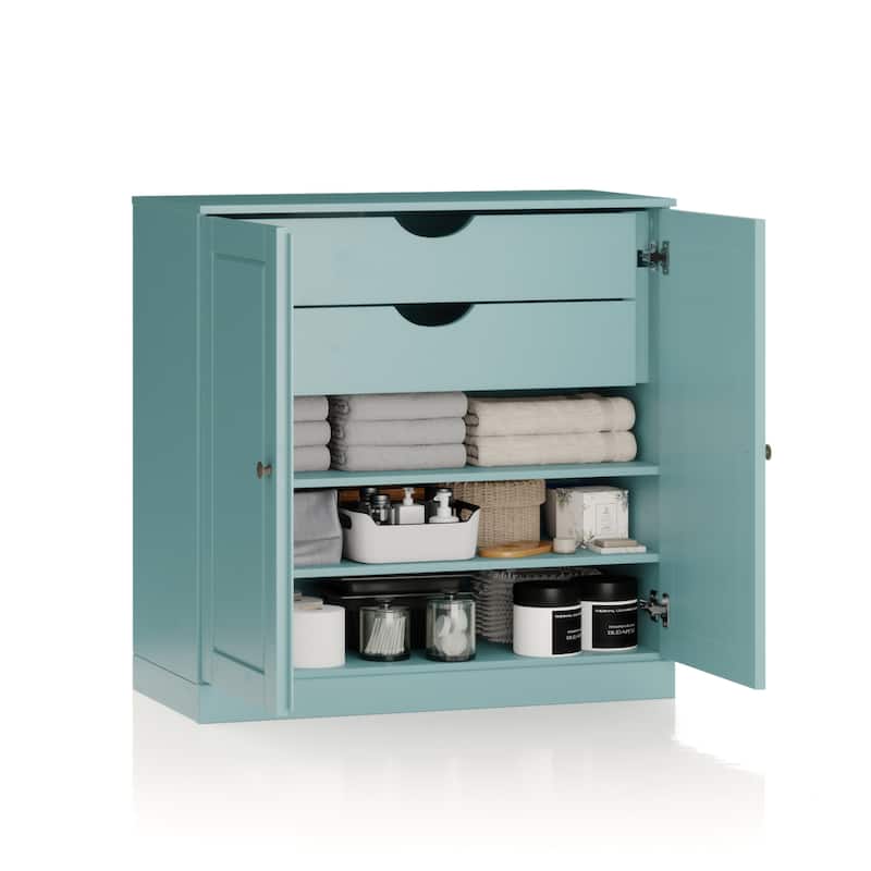 Palace Imports 100% Solid Wood 32" Bathroom Cabinet with Solid Doors, 2-Drawers and Adjustable Shelves
