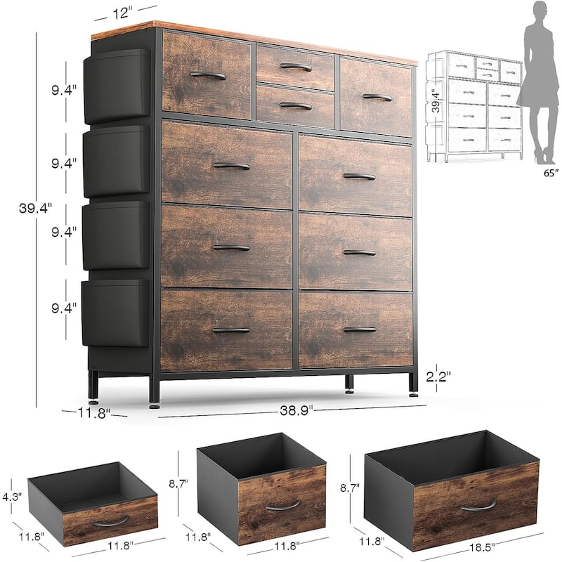 10 Drawer Dresser Closet Storage Tower Organizer Unit for Bedroom