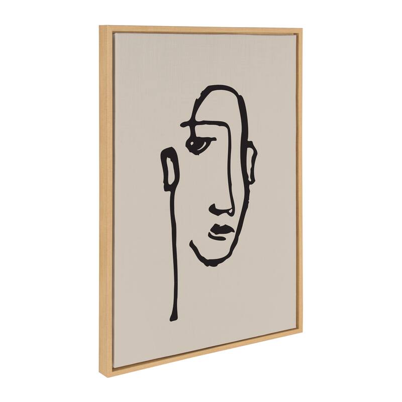 Kate and Laurel Neutral Line Art Frame Canvas by Creative Bunch Studio - 23x33 - Natural